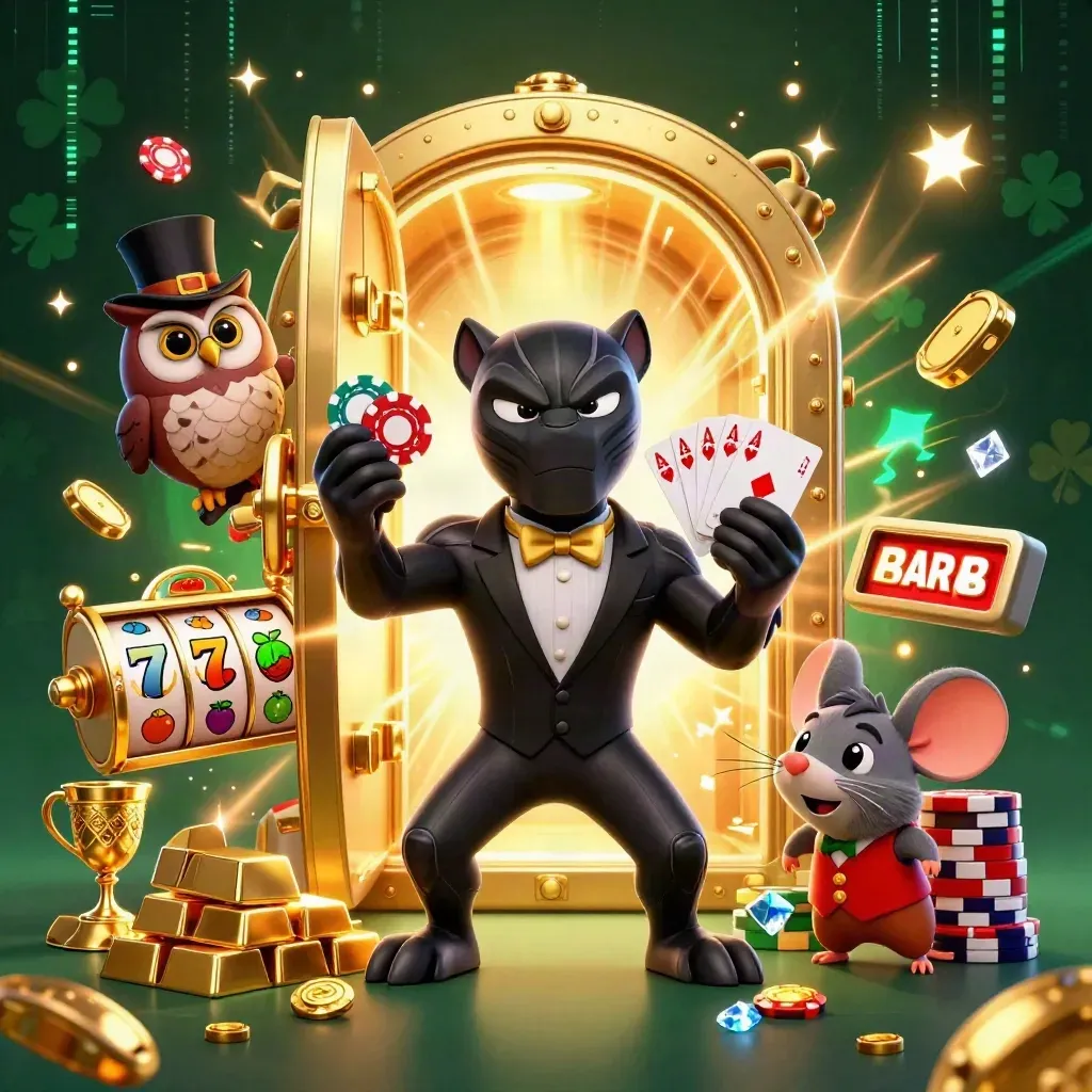 Panther tuxedo, burung hantu, dan tikus di tengah ledakan emas kasino.